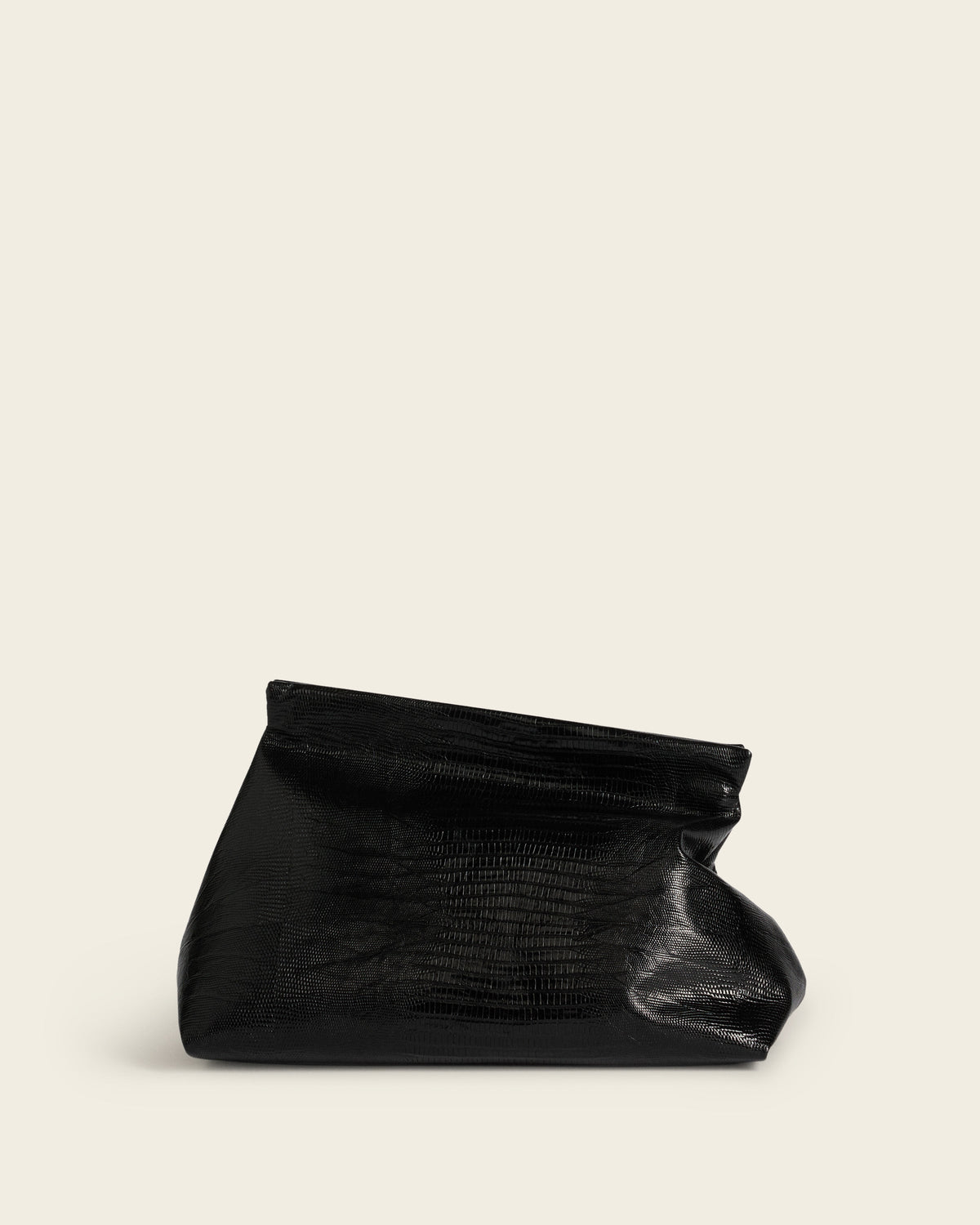 Clay Clutch Leather Black Lizzard