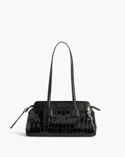 Greta Shoulder bag Leather Croco Black