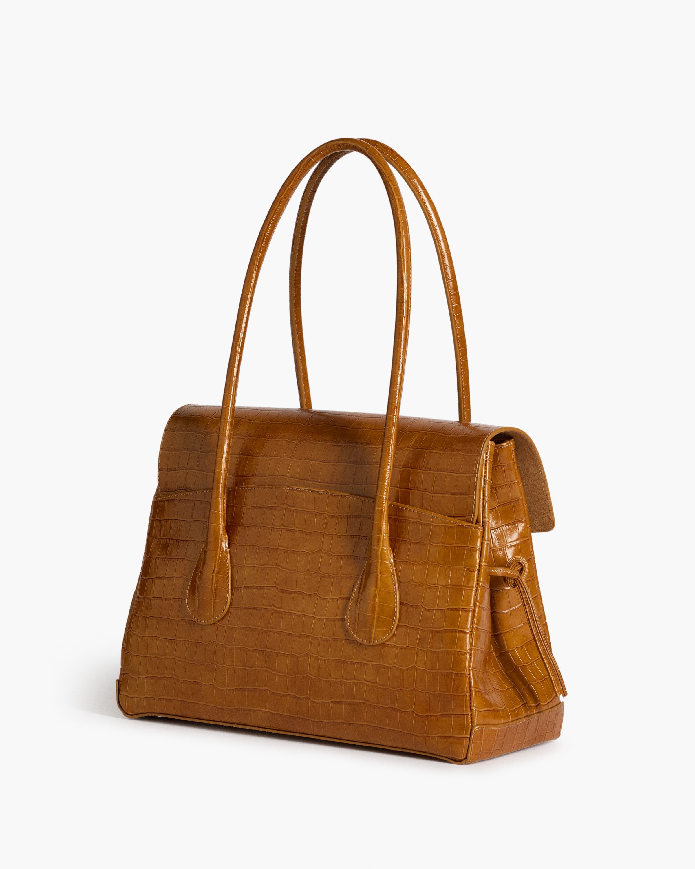 Lydia Tote Bag Croco Leather Amber